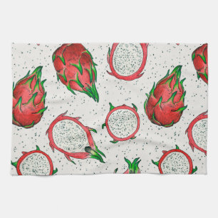Linge De Cuisine Fruit de dragon rouge sur blanc