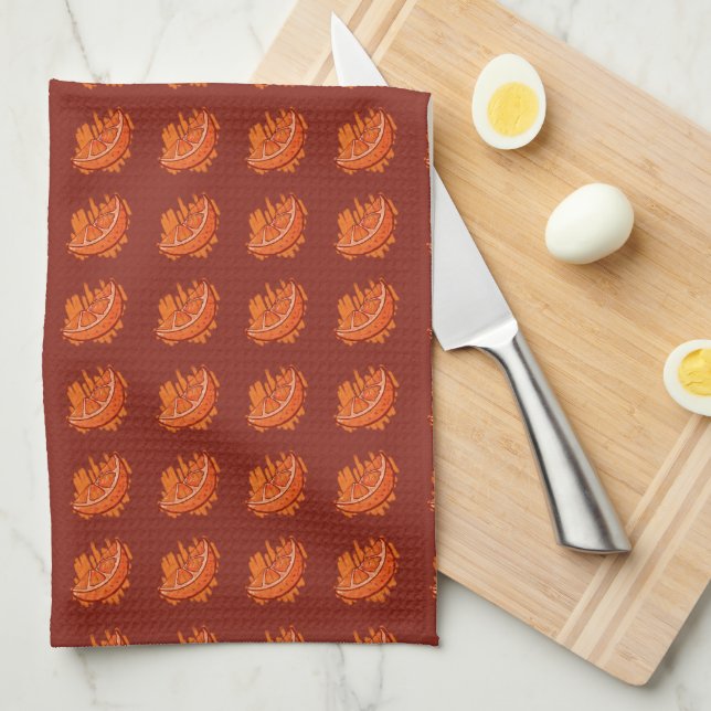 Linge De Cuisine Fruit Motif Sang Orange Cadeaux (Quart Plié)