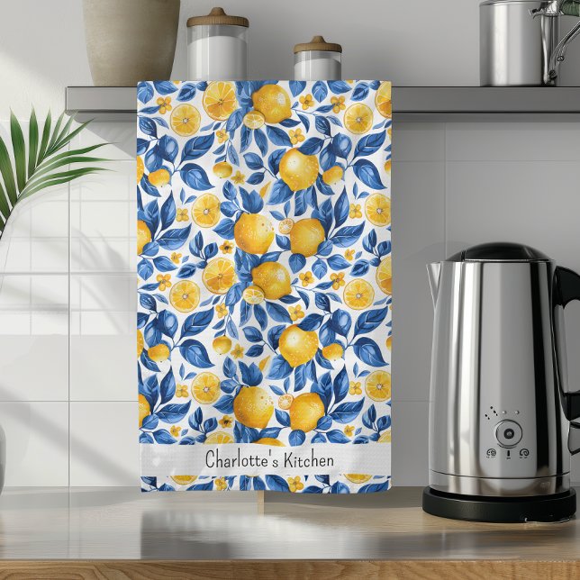 Linge De Cuisine Fruits tropicaux Motifs de citron Nom personnalisé (Créateur téléchargé)