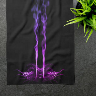Linge De Cuisine Fumée de dragon noir et violet