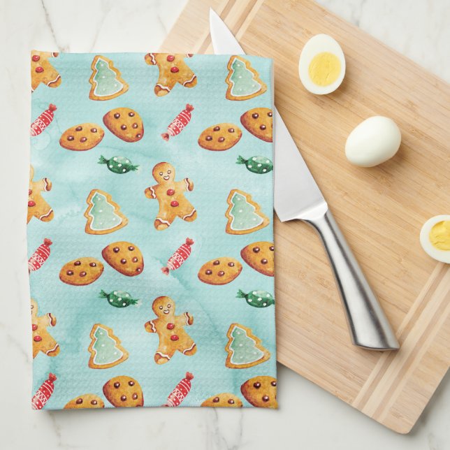 Linge De Cuisine Fun Christmas Baking Cookies Gingerbread homme (Quart Plié)