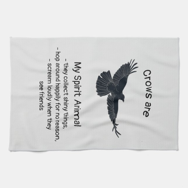 Linge De Cuisine Fun Crows Bird Spirit Animal Humour Citation Totem (Horizontal)