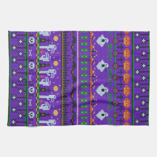 Linge De Cuisine Fun Halloween jour nature violet tricot motif