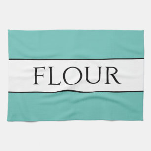 Linge De Cuisine Fun Retro Lumière Turquoise Noir Blanc FLEURS