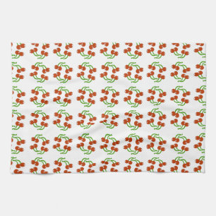 Linge De Cuisine Fun Retro Nostalgia Red Cherry Motif