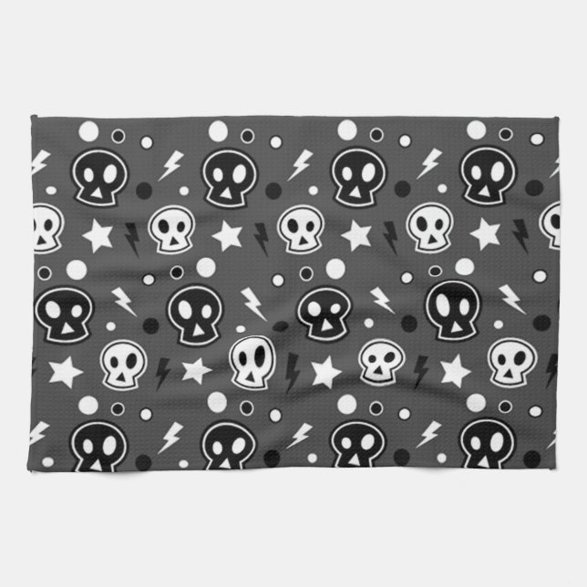 Linge De Cuisine Funky Dark Skull Motif (Horizontal)