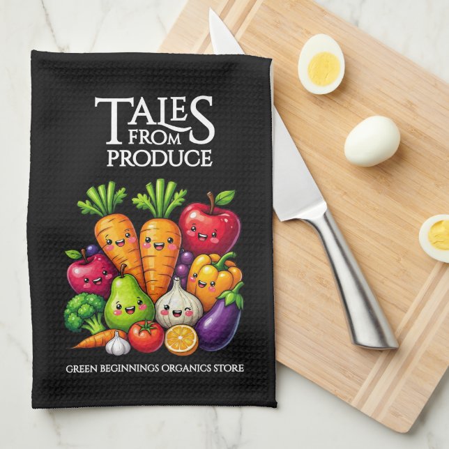 Linge De Cuisine Funny Fruits Veggies Tales from Produce Grocery (Quart Plié)