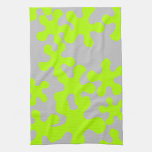 Linge De Cuisine Funny gris néon vert citron motif moderne