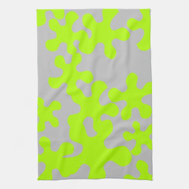 Linge De Cuisine Funny gris néon vert citron motif moderne (Vertical)
