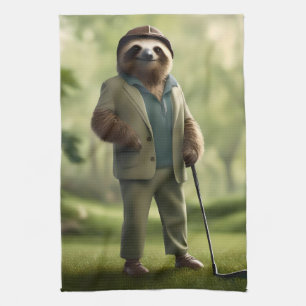 Linge De Cuisine Funny Sloth Golf Player,