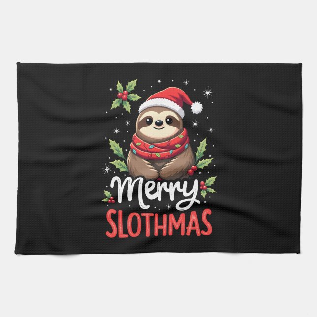 Linge De Cuisine Funny Sloth Xmas Lights Merry Slothmas Sloth Chris (Horizontal)