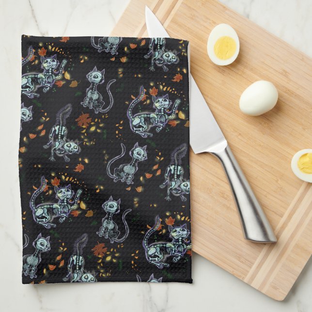 Linge De Cuisine Furever les amis Éffrayant Ghost Cats (Quart Plié)