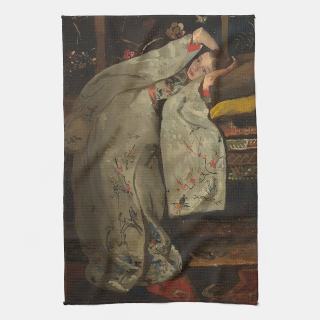 Linge De Cuisine G.H. Breitner, fille dans un kimono blanc - (Vertical)