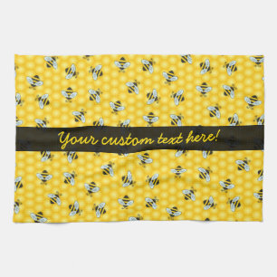 Linge De Cuisine Gaffez le motif d'abeille et de nid d'abeilles