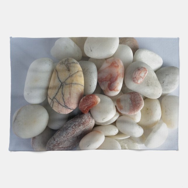 Linge De Cuisine galets blancs (Horizontal)