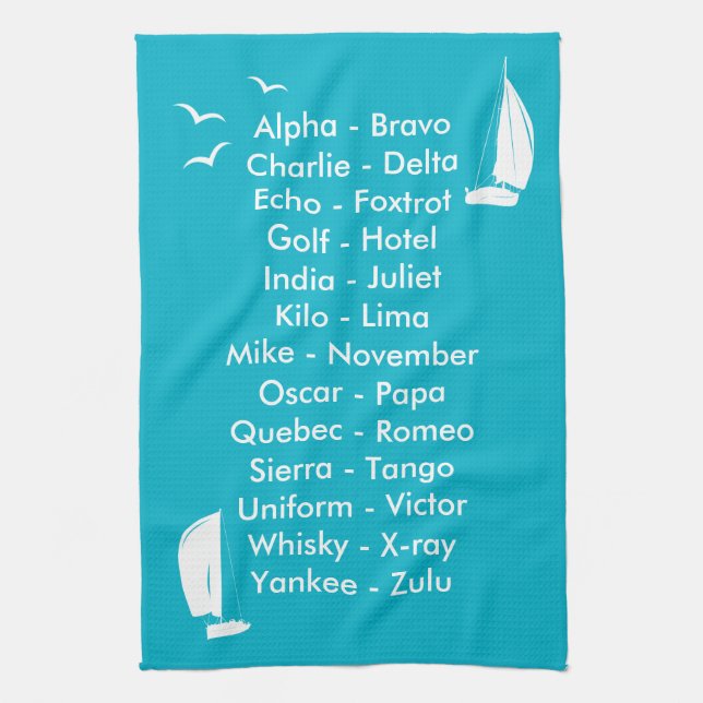 Linge De Cuisine Galley Alphabet phonétique Radio Langue de bateau  (Vertical)