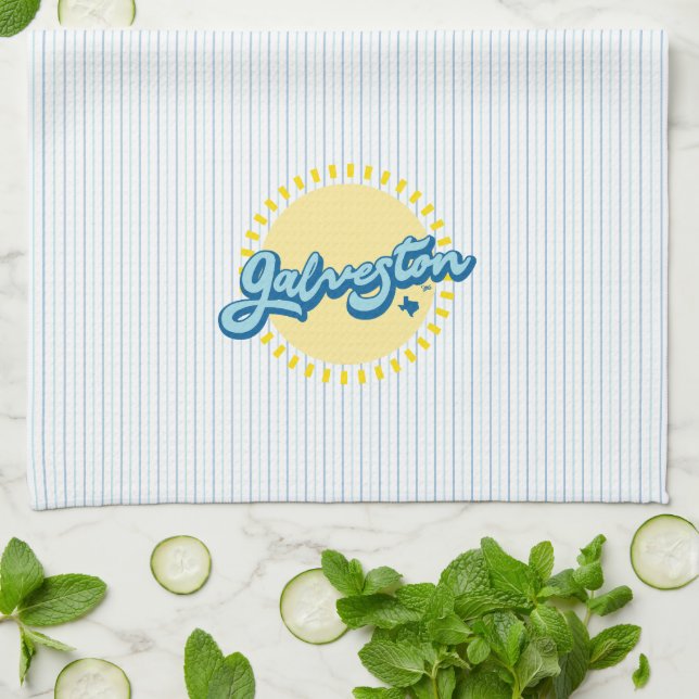 Linge De Cuisine Galveston Island Texas avec arrière - plan rayé (Plié)