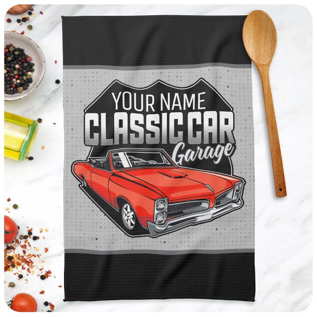 Linge De Cuisine Garage de voiture classique convertible personnali (Créateur téléchargé)