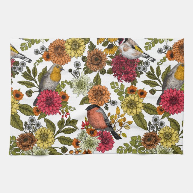 Linge De Cuisine Garden birds and flowers 1 (Horizontal)