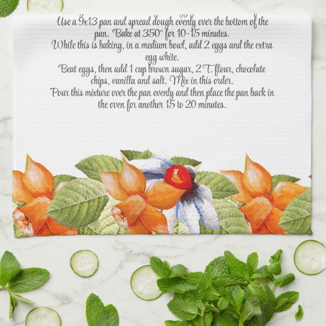 Linge De Cuisine Garder Recette Cadeau Aquarelle Aquarelle Fleurs v (Plié)