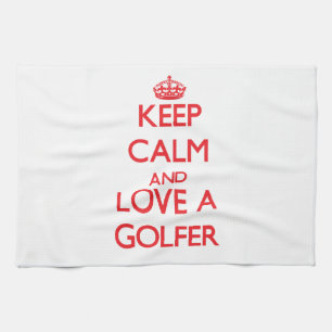 Linge De Cuisine Gardez le calme et aimez un golfeur
