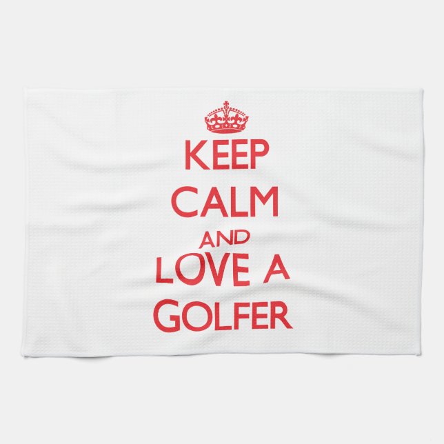 Linge De Cuisine Gardez le calme et aimez un golfeur (Horizontal)