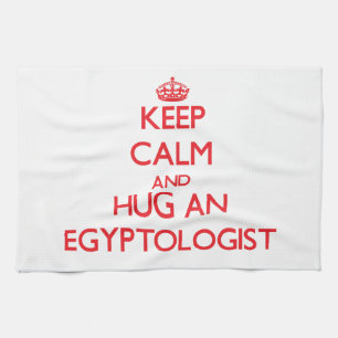 Linge De Cuisine Gardez le calme et étreignez un Egyptologist