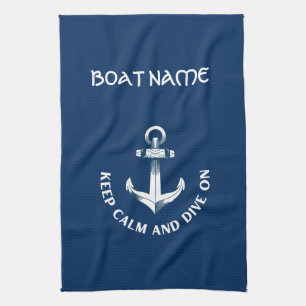 Linge De Cuisine Gardez votre calme et plongez, ancre bleu marine