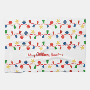 Linge De Cuisine Garlande perlée avec ornements de Noël rétro