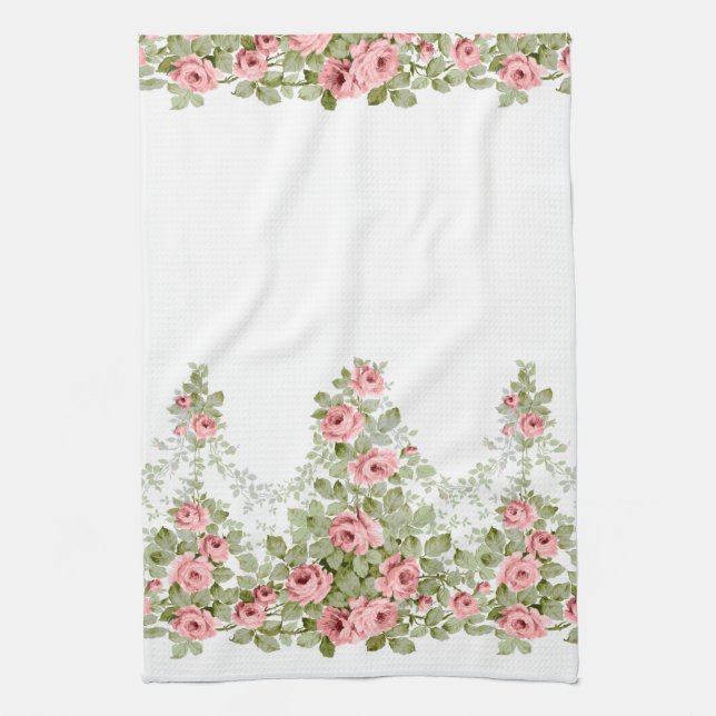 Linge De Cuisine Garlands d'élégants Roses victoriens roses (Vertical)