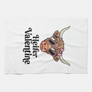 Linge De Cuisine Génisse Valentine Highland Cow Design Vintage_1