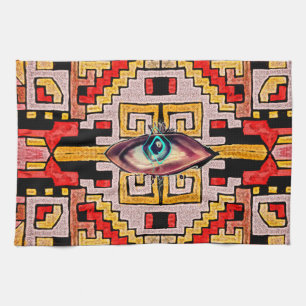 Linge De Cuisine Géométhorique Tribal/Ethnic Motif with Eye