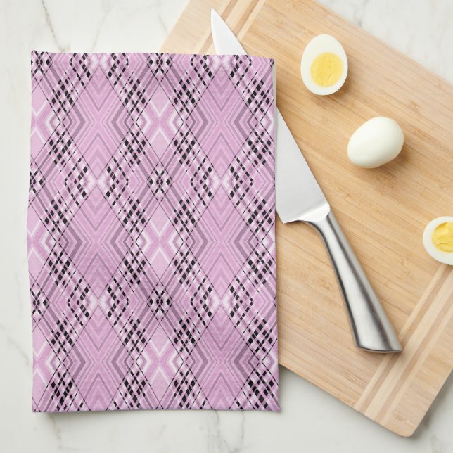 Linge De Cuisine Geometric pattern retro pink diamonds (Quart Plié)