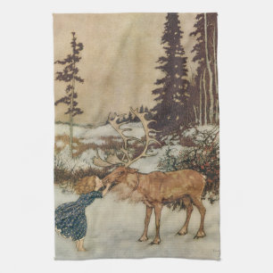 Linge De Cuisine Gerda Vintage et les rennes par Edmund Dulac