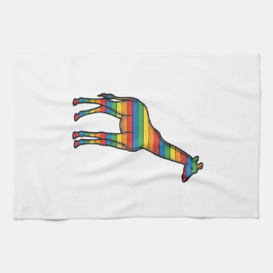 Linge De Cuisine Girafe Arc-en-Ciel Gravure Vintage Design Vectorie