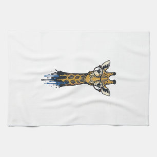 Linge De Cuisine Girafe Gravé Vintage Avec Design De Lunettes_1