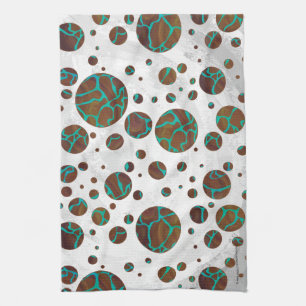 Linge De Cuisine Giraffe Impression Brown et Turquoise