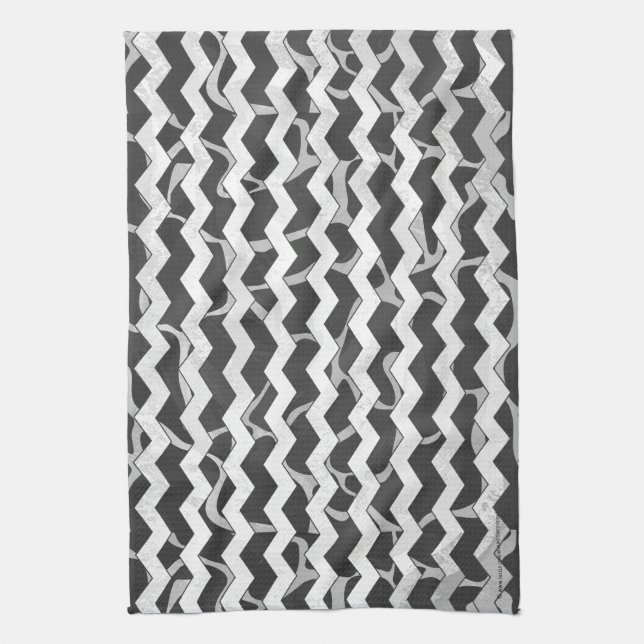 Linge De Cuisine Giraffe noir et gris Chevron Motif (Vertical)