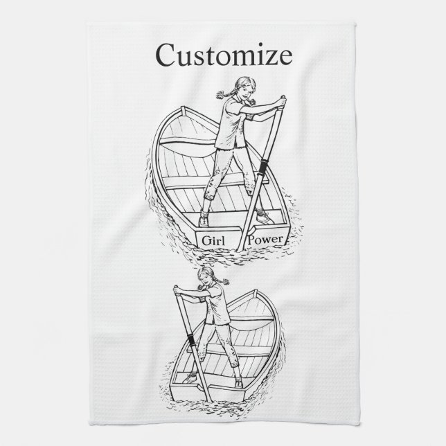 Linge De Cuisine Girl Power Sculling Boat Thunder_Cove (Vertical)