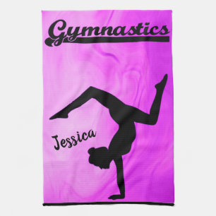 Linge De Cuisine Girls Gymnastique Purple Swirl Personnalisé