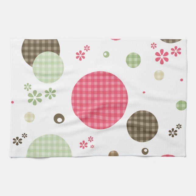 Linge De Cuisine Girly Rose En vichy Cercles Motifs mignonnes margu (Horizontal)