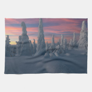 Linge De Cuisine Glace et neige Arbres couverts de neige, Laponie