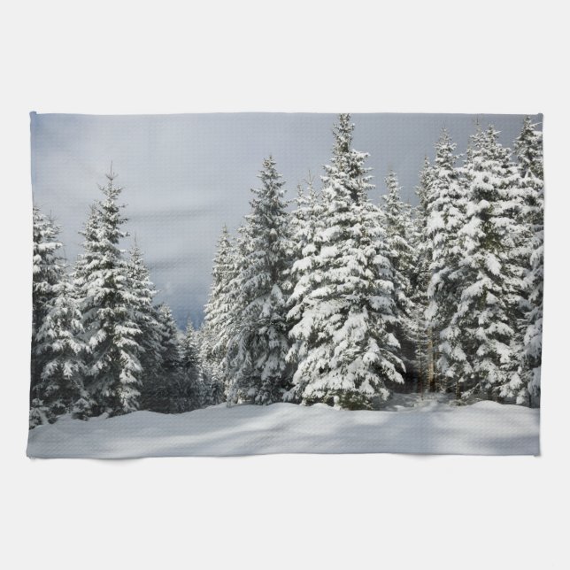 Linge De Cuisine Glace et neige | Pine Woodland, Autriche (Horizontal)