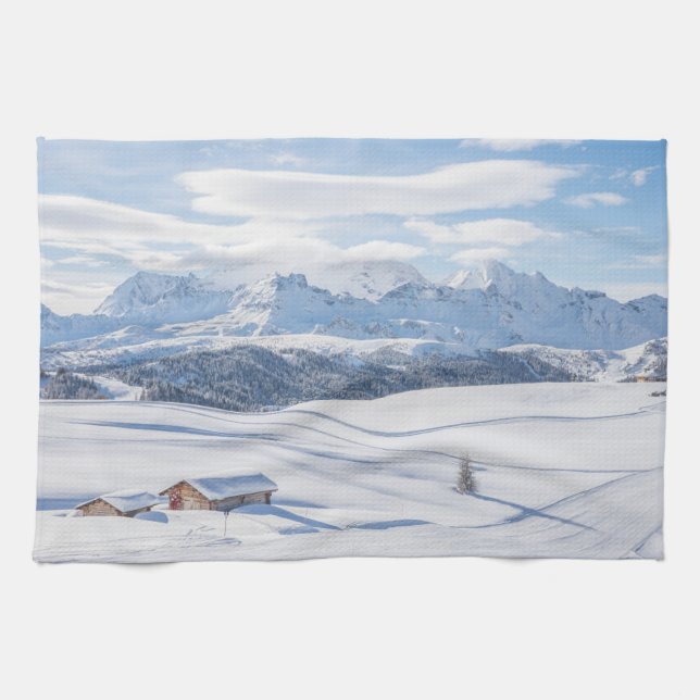 Linge De Cuisine Glace et neige | Snowscape Alpes européennes, Ital (Horizontal)