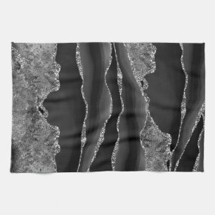LINGE DE CUISINE GLAM DE PARTIES SCINTILLANT EN ARGENT EN MARBRE NO