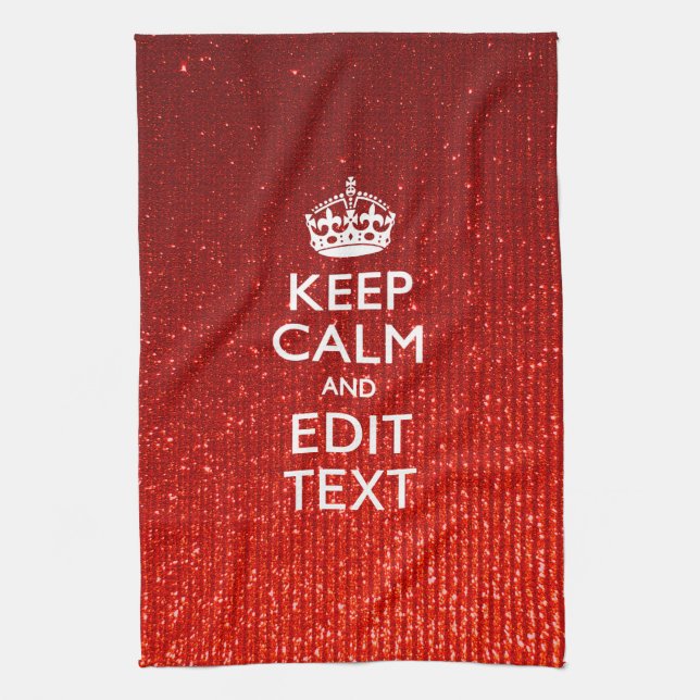 Linge De Cuisine Glamor Red Festive Personnalisé Conserver le calme (Vertical)