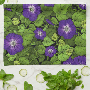 Linge De Cuisine Gloire du matin en violet et vert