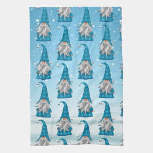 Linge De Cuisine Gnome Bleu Sur Neige