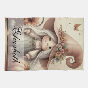Linge De Cuisine Gnomes d'automne vintages avec feuilles d'automne