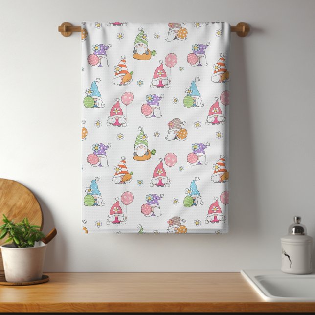 Linge De Cuisine Gnomes de Pâques mignonnes Fille Fleurs de printem (Créateur téléchargé)